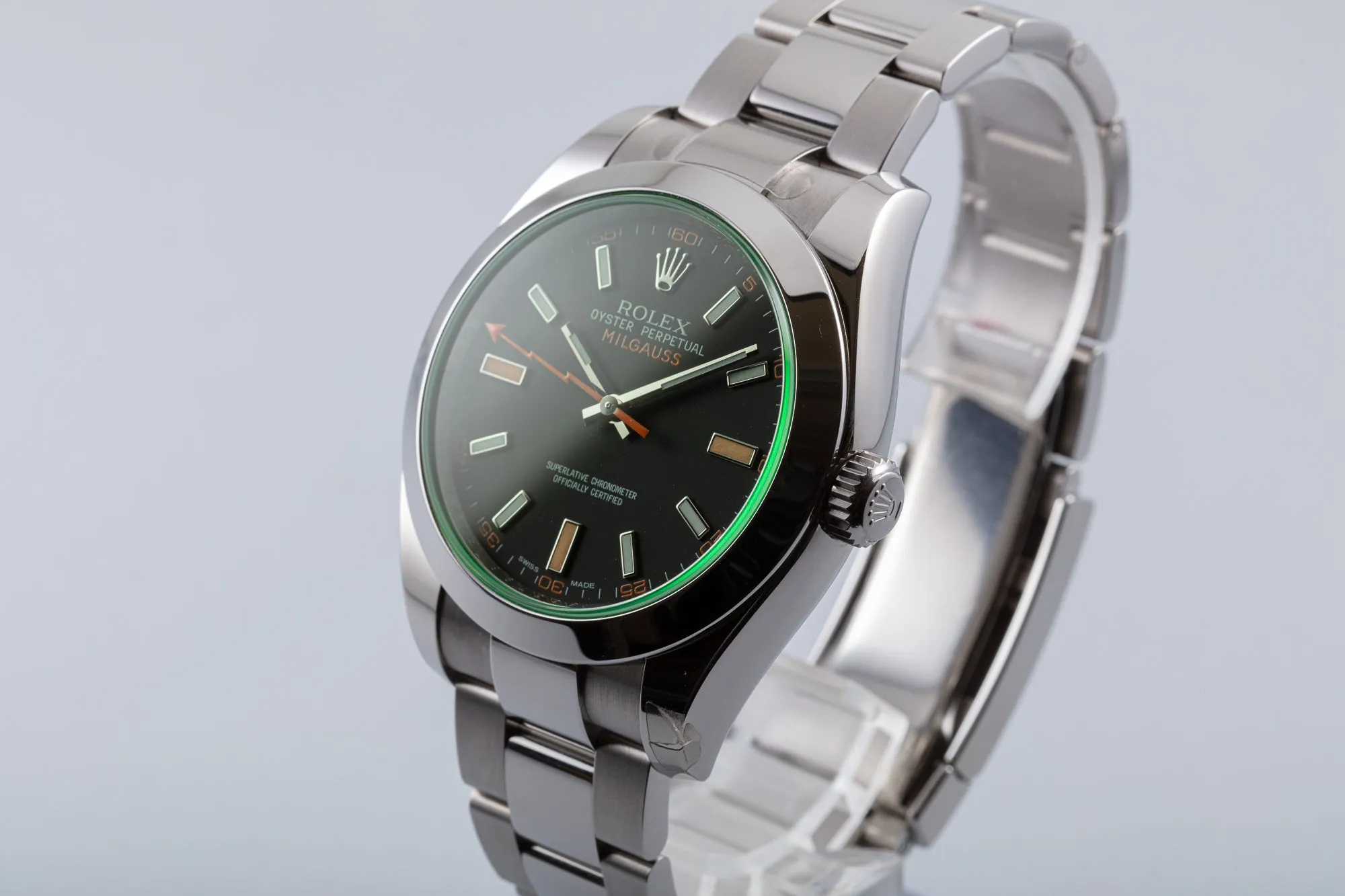 2011 Rolex Milgauss 116400LV Green with Card