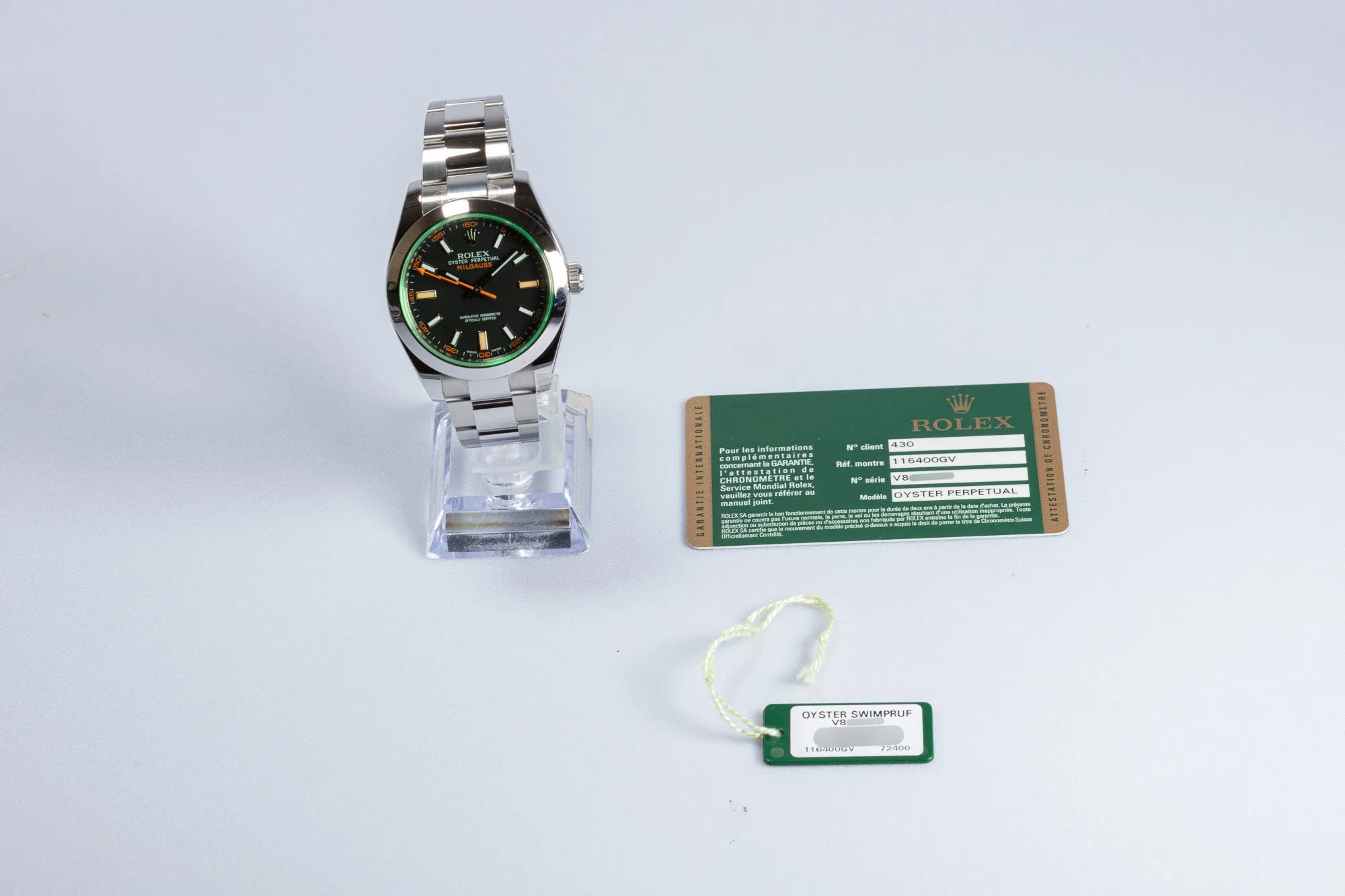 2011 Rolex Milgauss 116400LV Green with Card