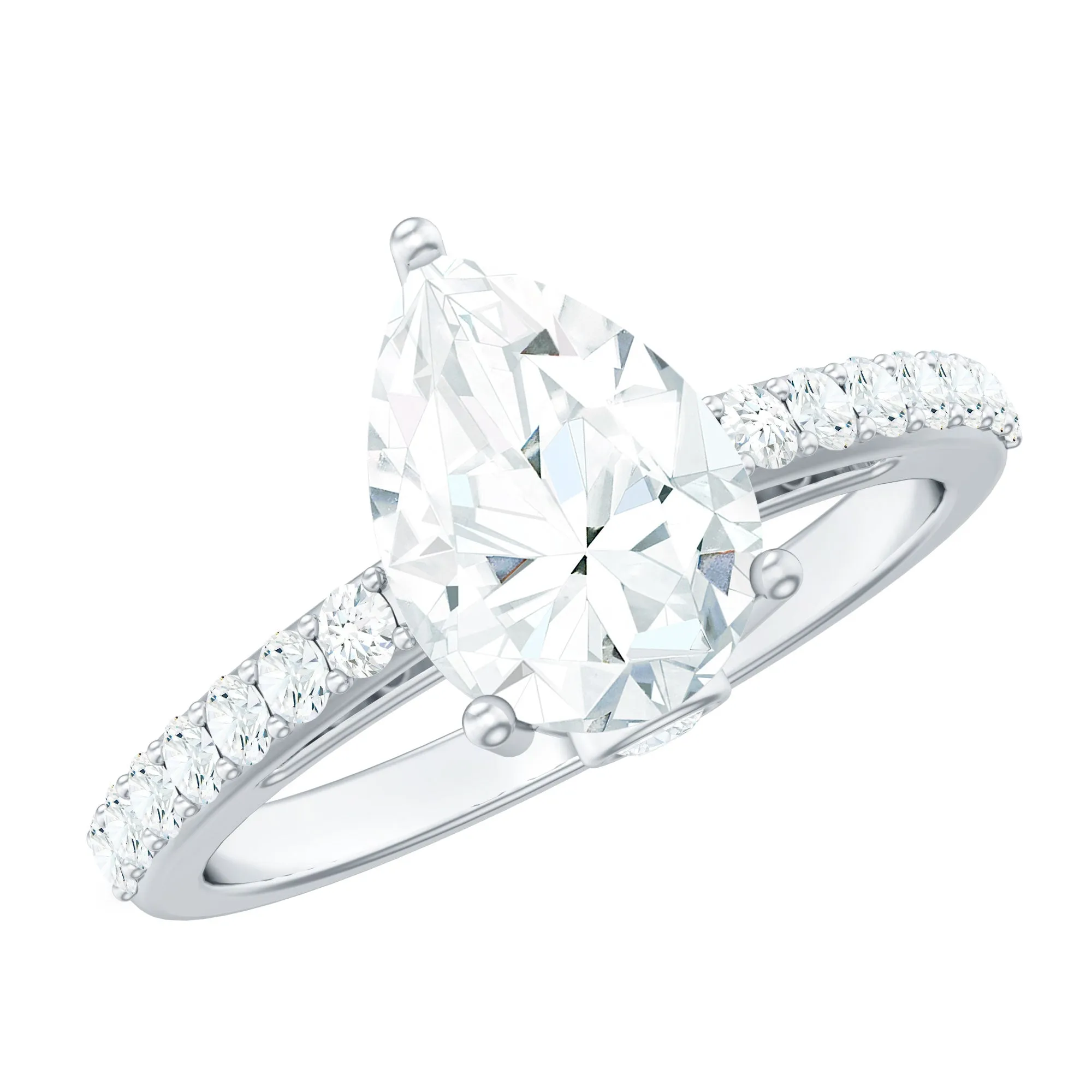 2.25 CT Solitaire and Hidden Moissanite Ring with Surfaced Prong Side Stones