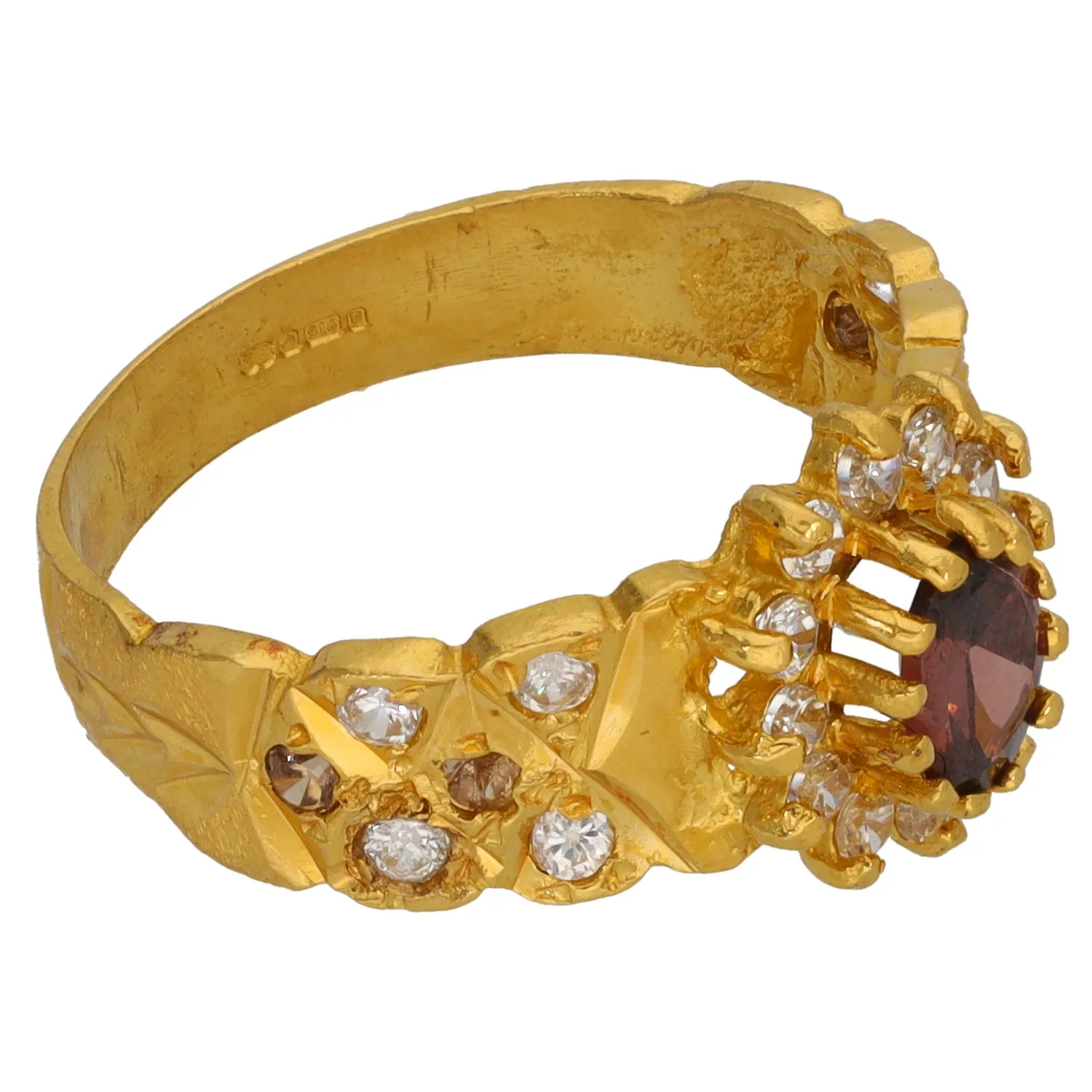 22ct Gold Imitation Gems Dress/Cocktail Ring Size P