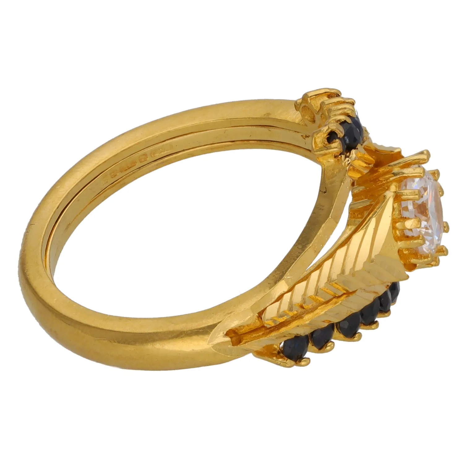 22ct Gold Imitation Gems Dress/Cocktail Ring Size R