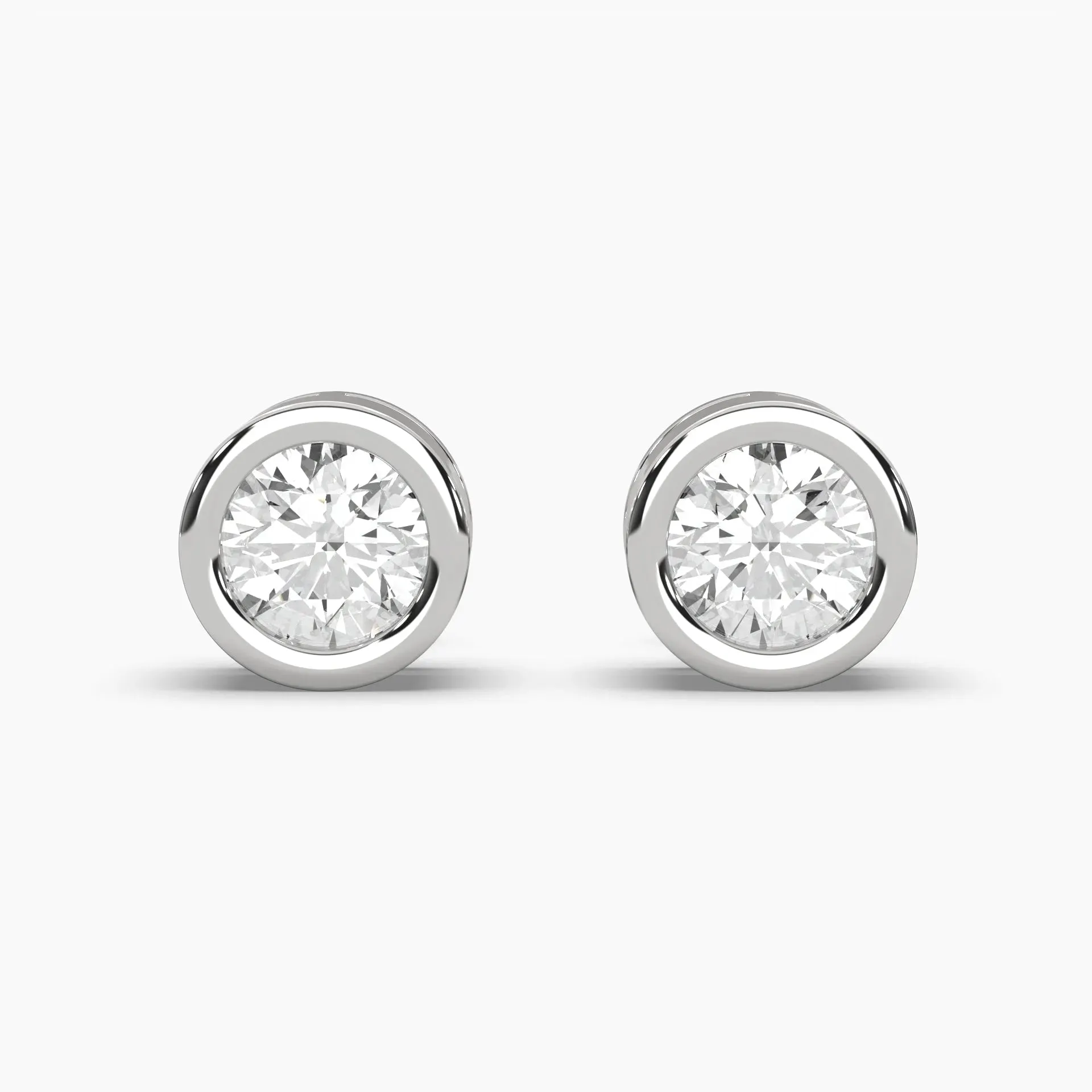 2ctw Round Lab Grown Diamond Bezel Earrings | Push Back Stud Earrings | 14k Gold