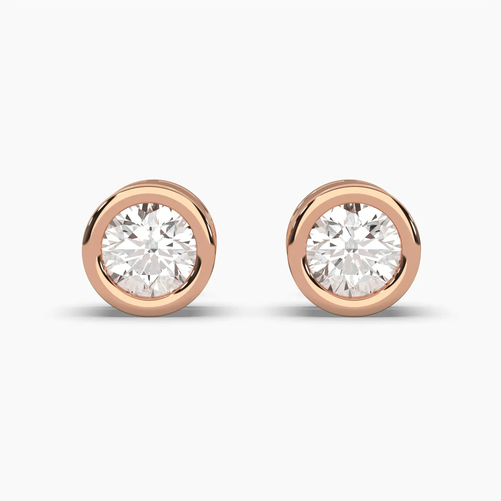 2ctw Round Lab Grown Diamond Bezel Earrings | Push Back Stud Earrings | 14k Gold