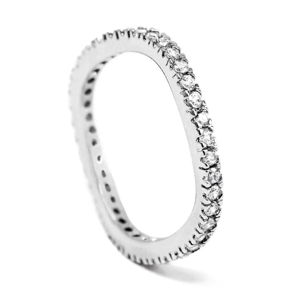 3Tone CZ Wave Stakable Rings Set of 3