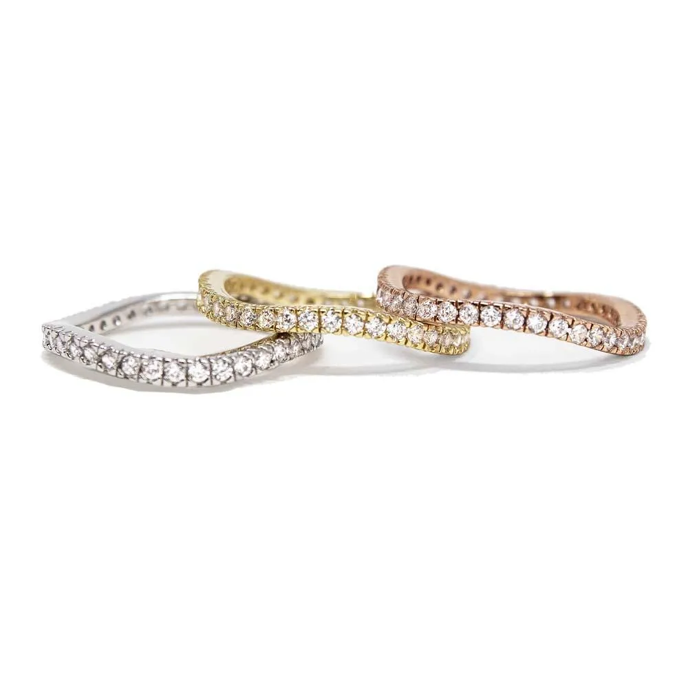 3Tone CZ Wave Stakable Rings Set of 3