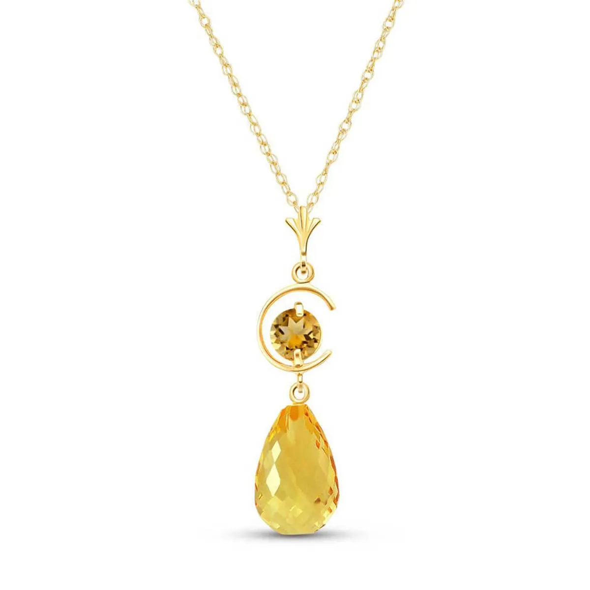 5.5 Carat 14K Solid Yellow Gold Path To Love Citrine Necklace