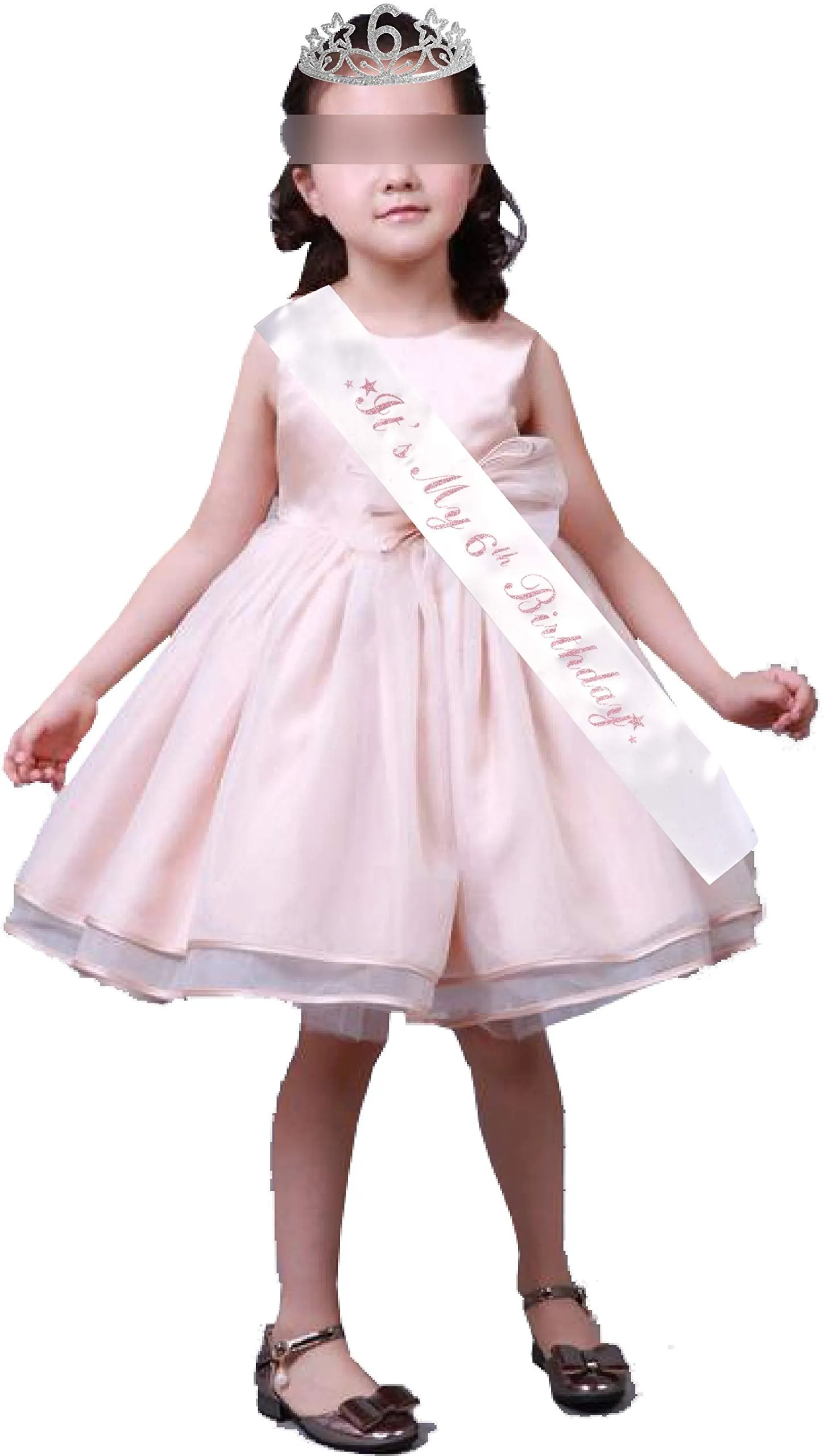 6th Birthday Gifts for Girl, 6th Birthday Tiara and Sash Silver, Happy 6th Birthday Party