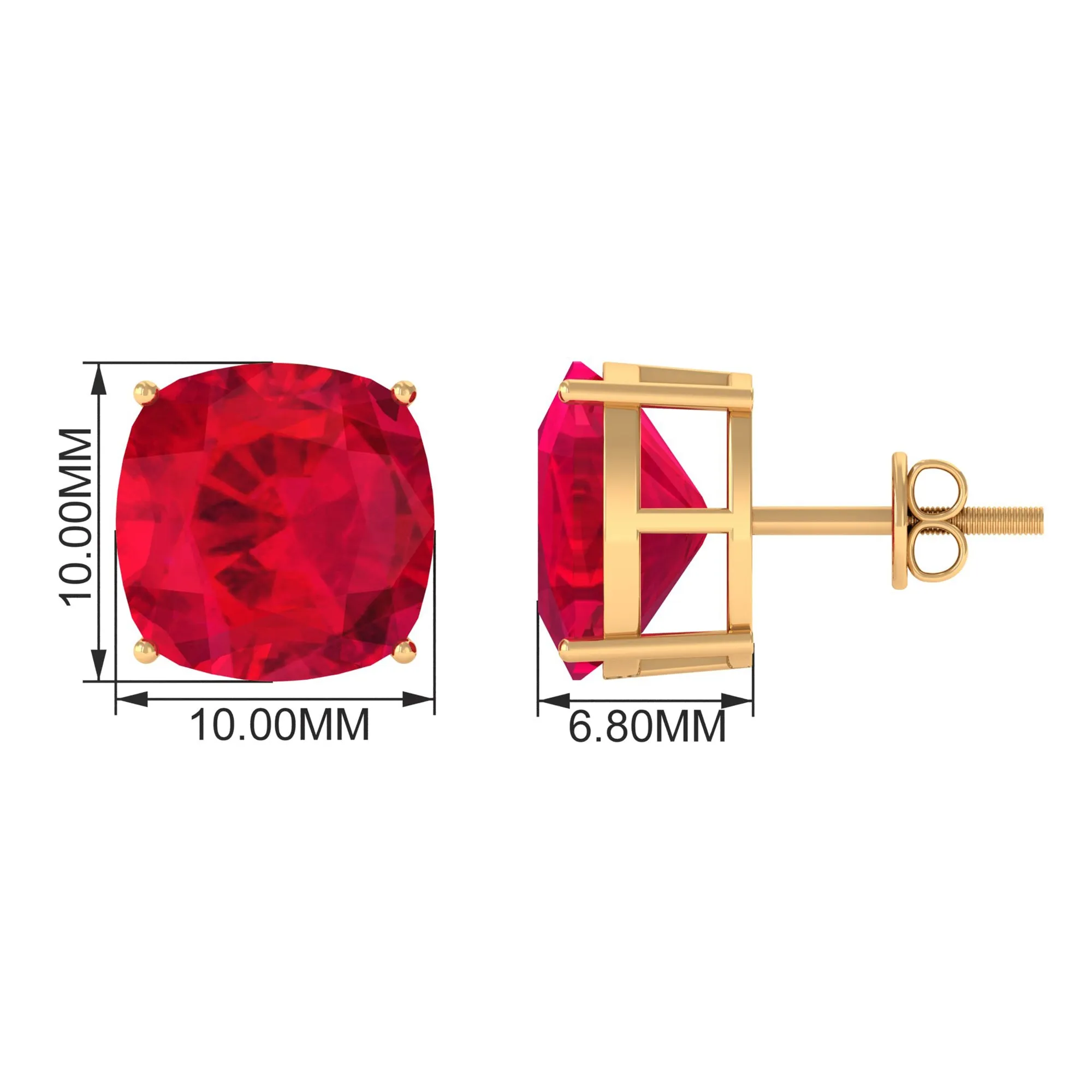 7.5 CT Created Ruby Solitaire Stud Earring in 4 Prong Setting