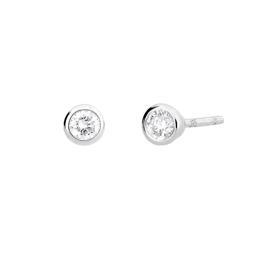 9 Carat White Gold & Diamond Stud Earrings (0.14ct diamond)