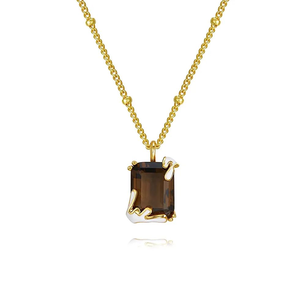 925 Silver Square Citrine Necklace