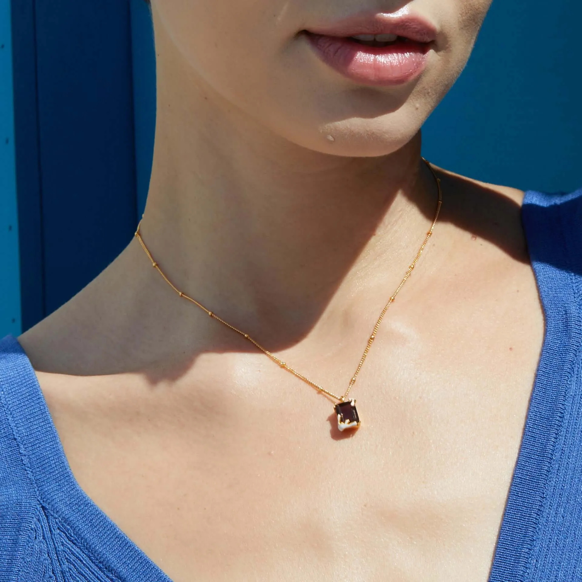 925 Silver Square Citrine Necklace