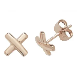 9ct Rose Gold X Symbol Stud Earrings ES417R