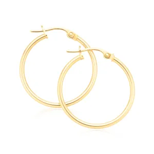 9ct Yellow Gold 20x1.5mm Polished Hoop Earrings