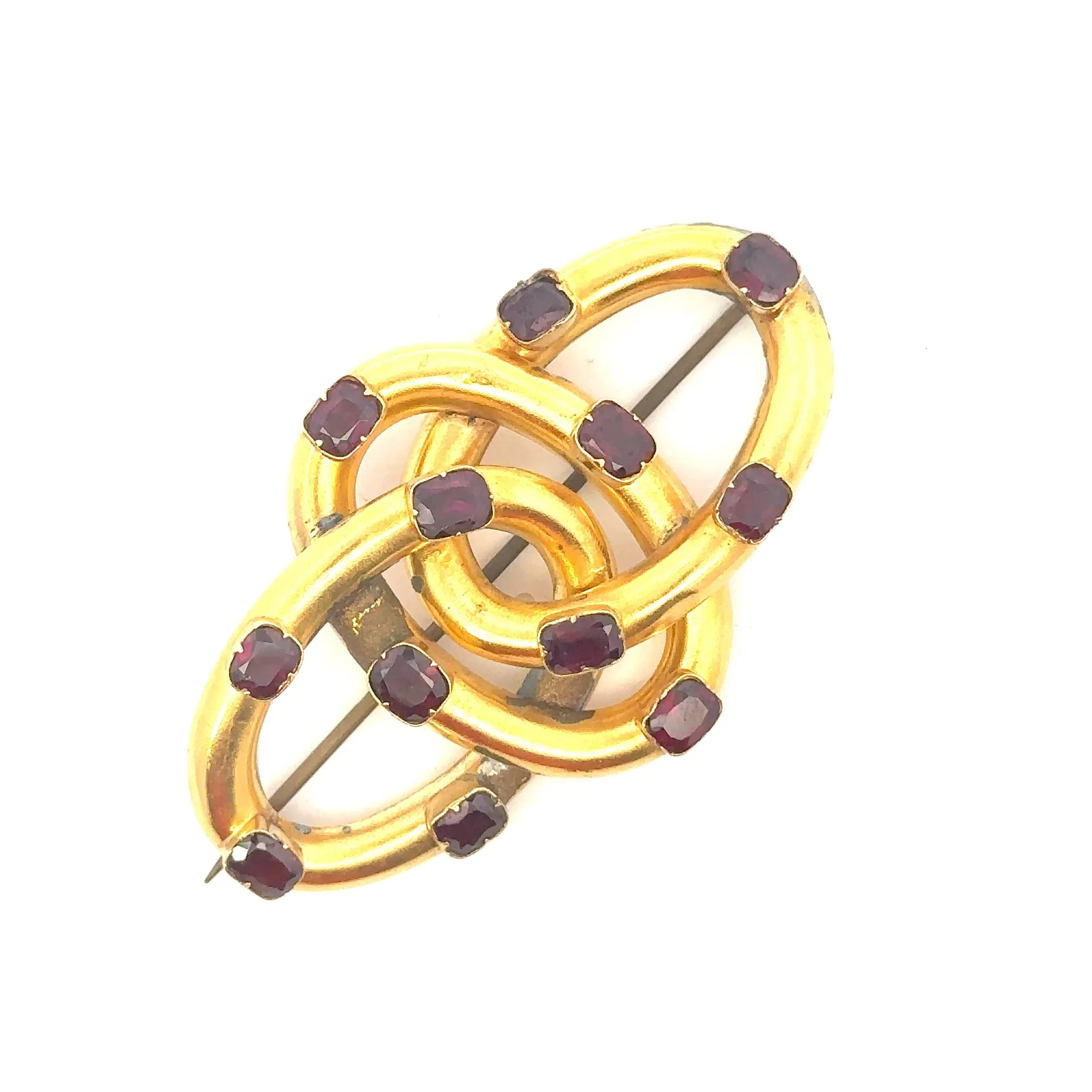 9ct Yellow Gold and Rhodolite Garnet Brooch