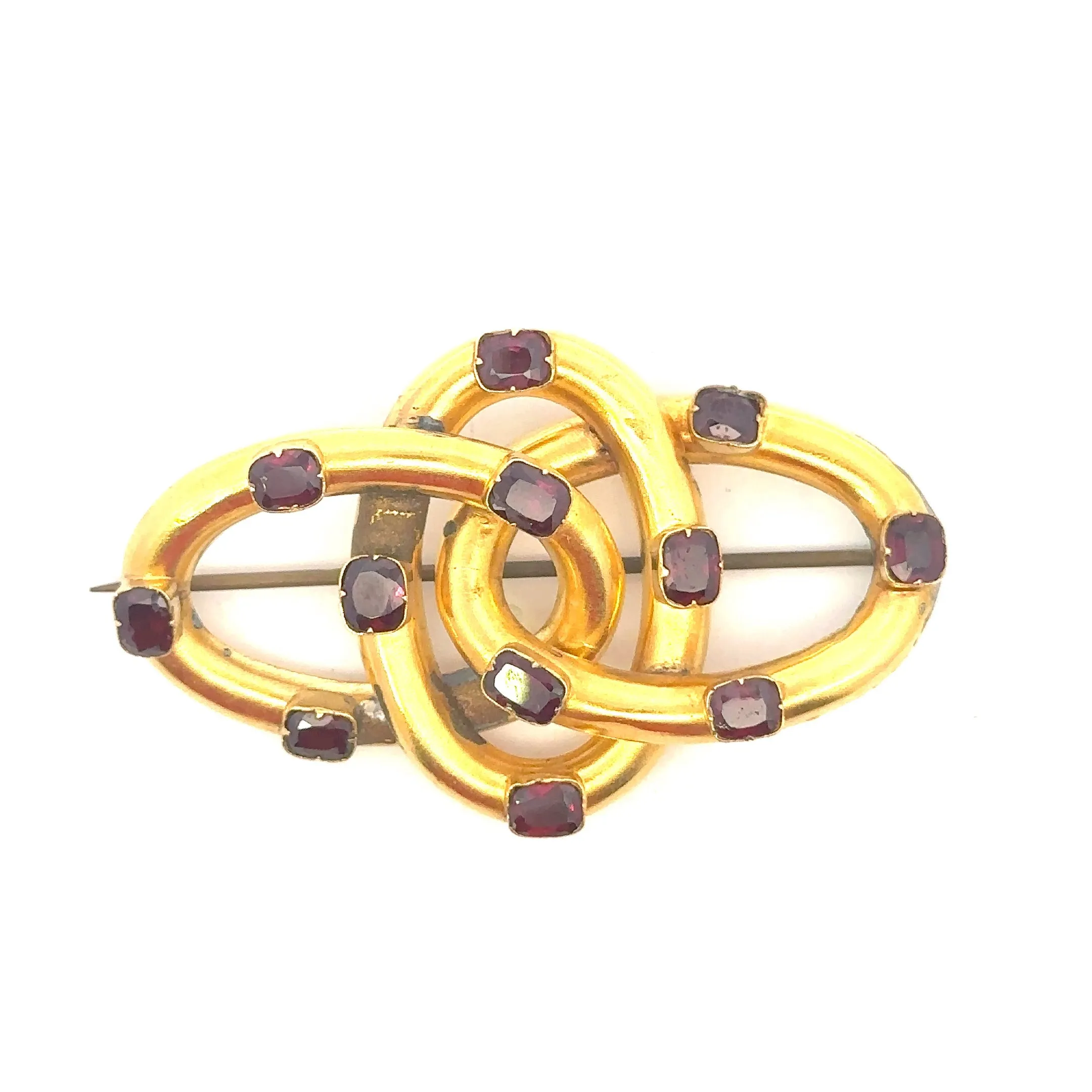 9ct Yellow Gold and Rhodolite Garnet Brooch