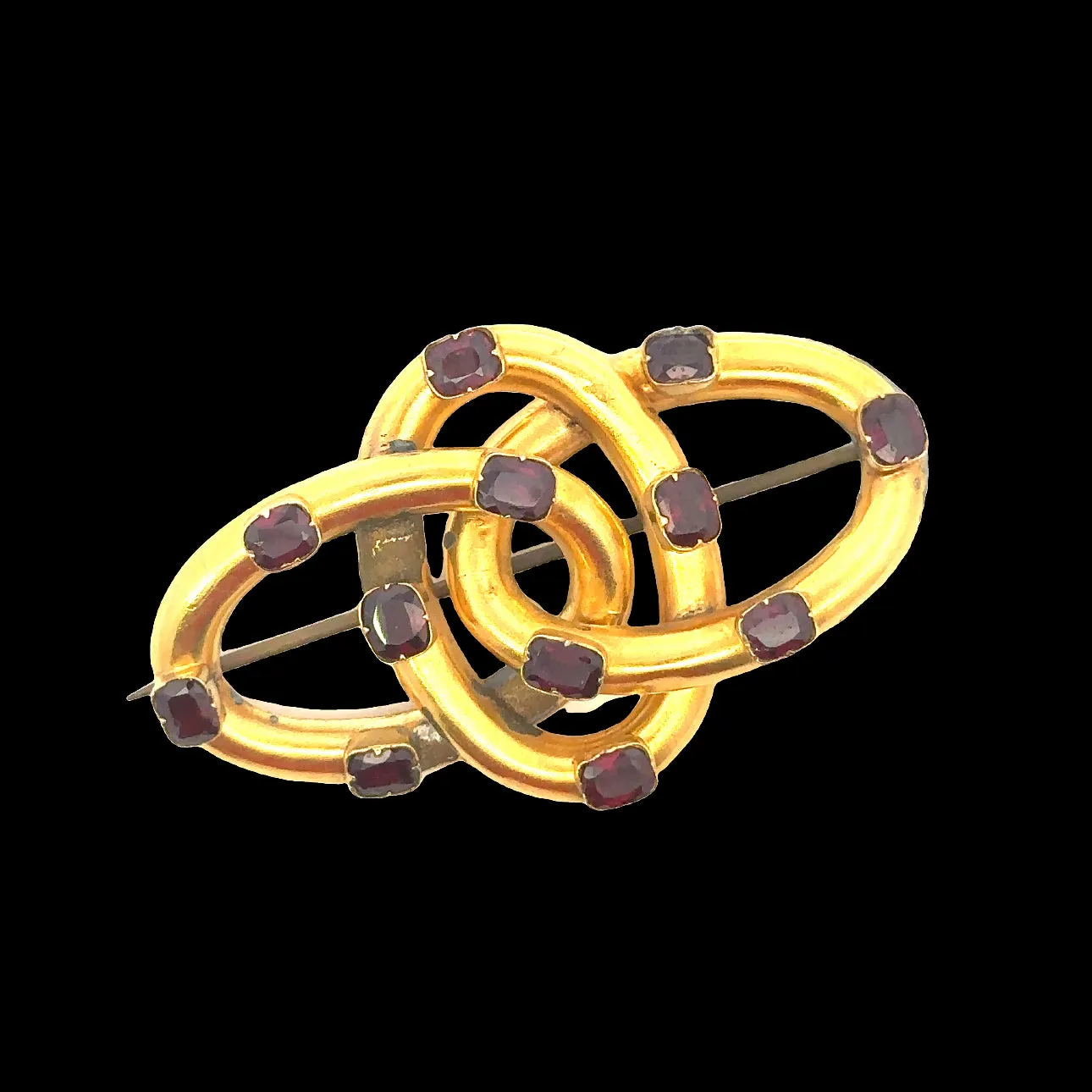 9ct Yellow Gold and Rhodolite Garnet Brooch