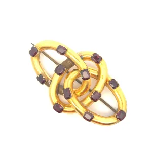 9ct Yellow Gold and Rhodolite Garnet Brooch