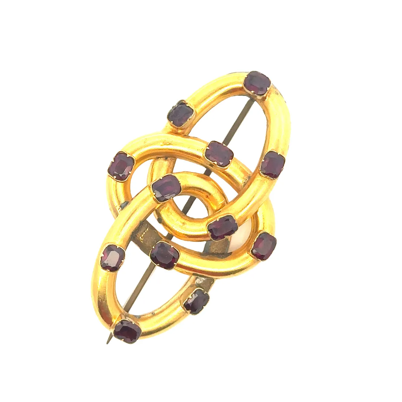 9ct Yellow Gold and Rhodolite Garnet Brooch