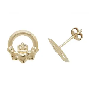 9ct  Yellow  Gold  Claddagh  Stud  Earrings  ES413