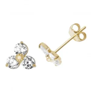 9ct Yellow Gold Zirconia Stud Earrings ES493