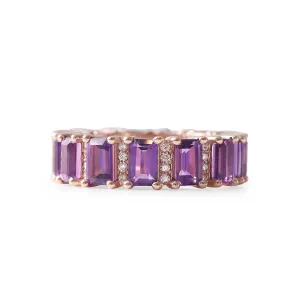 AMETHYST AND DIAMOND EMERALD CUT ETERNITY BAND