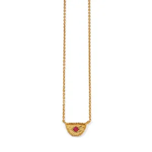 Amulet Necklace, Ruby, 9kt Yellow Gold