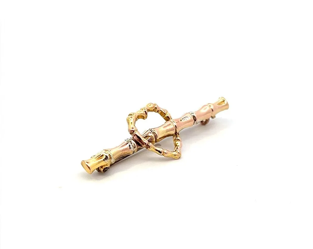 Antique 9ct Yellow Gold Heart Brooch