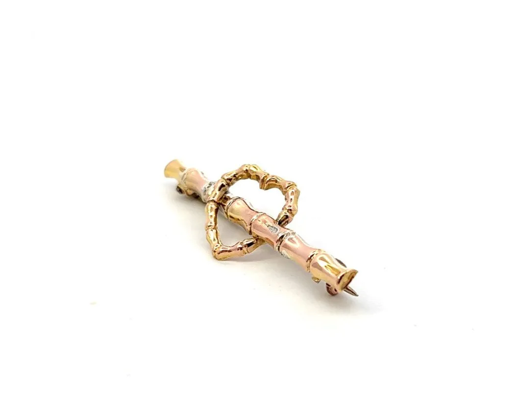 Antique 9ct Yellow Gold Heart Brooch