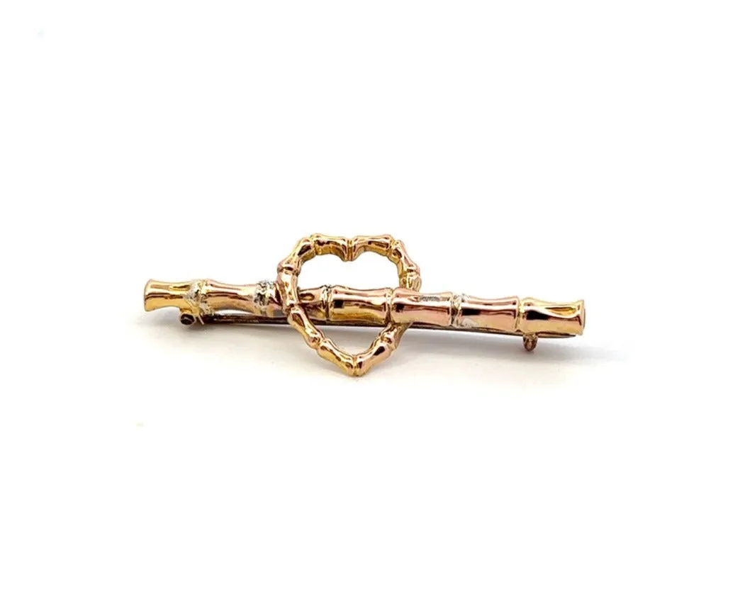 Antique 9ct Yellow Gold Heart Brooch