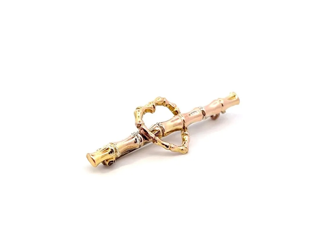 Antique 9ct Yellow Gold Heart Brooch