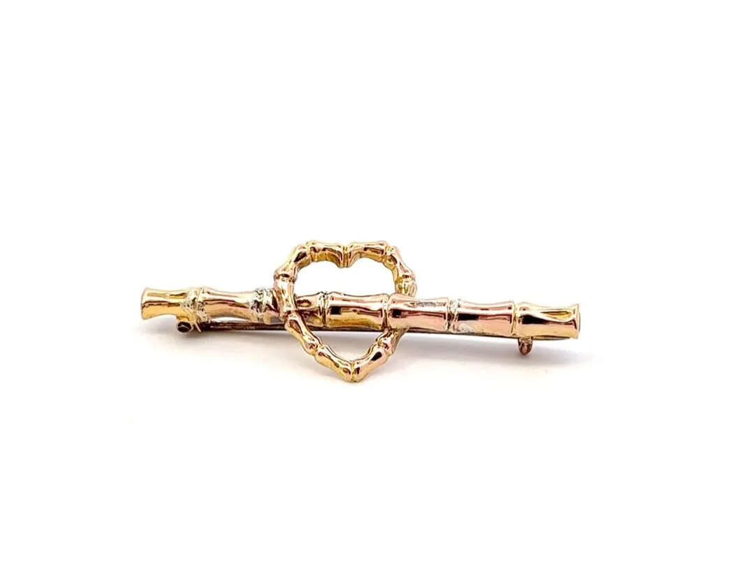 Antique 9ct Yellow Gold Heart Brooch