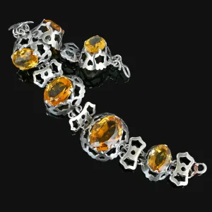 Antique Pierced Silver Scottish Citrine Bracelet