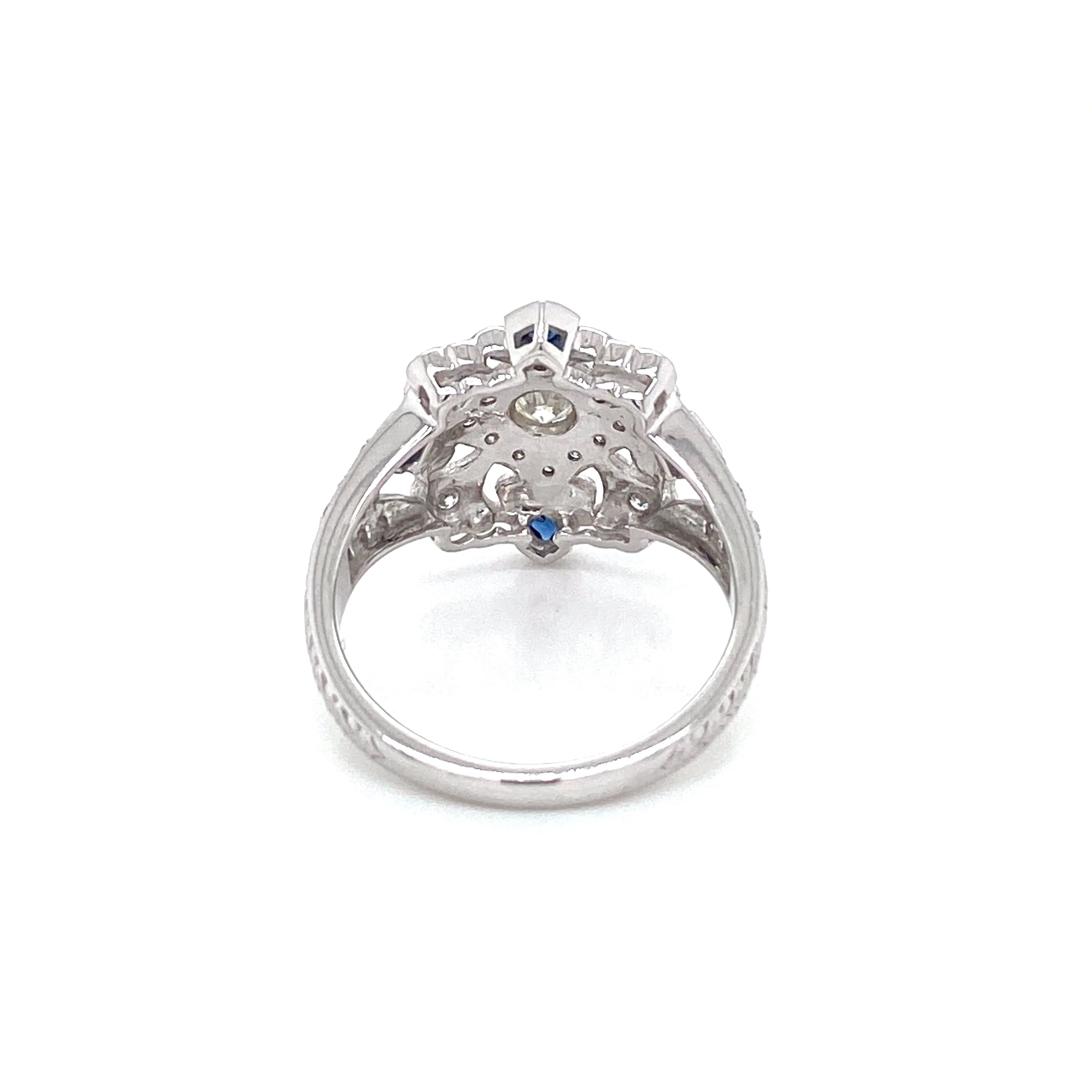 Art Deco Diamond Sapphire Cocktail Ring