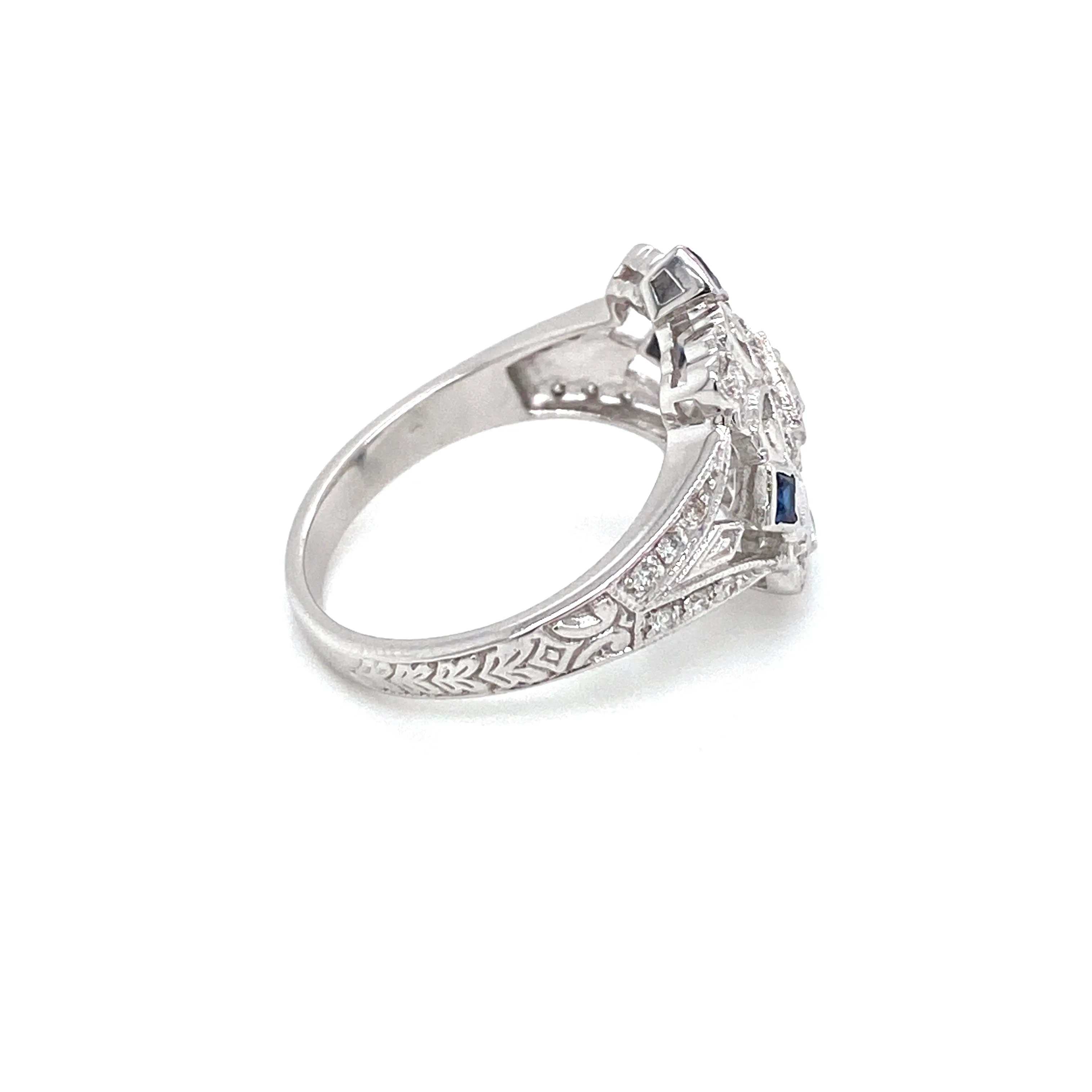 Art Deco Diamond Sapphire Cocktail Ring