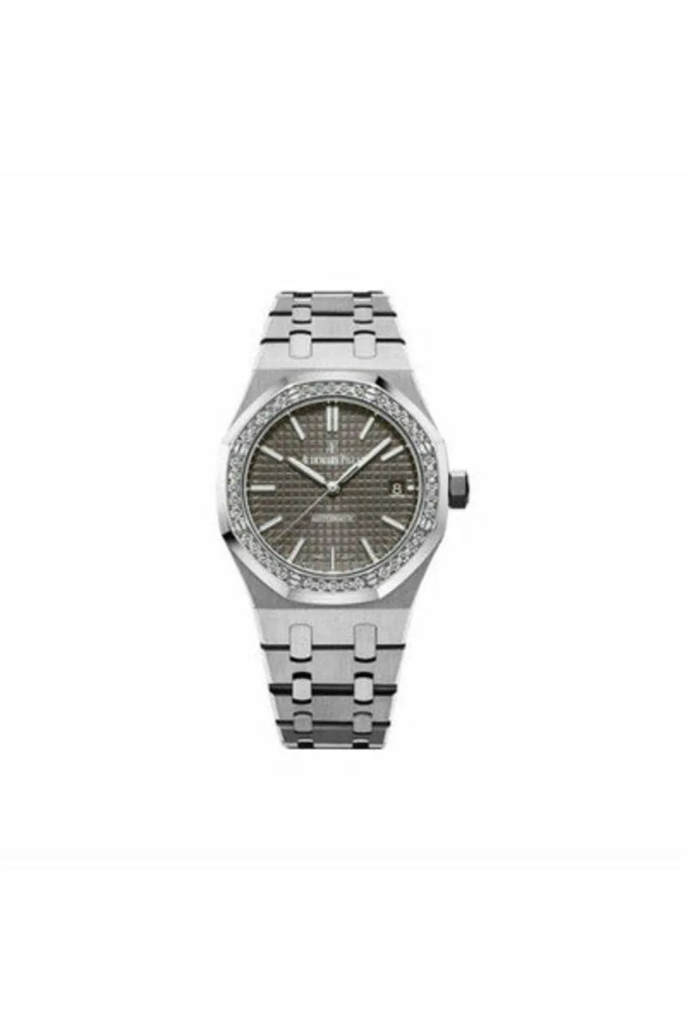 audemars piguet royal oak stainless steel 37mm with diamonds grey dial ladies watch