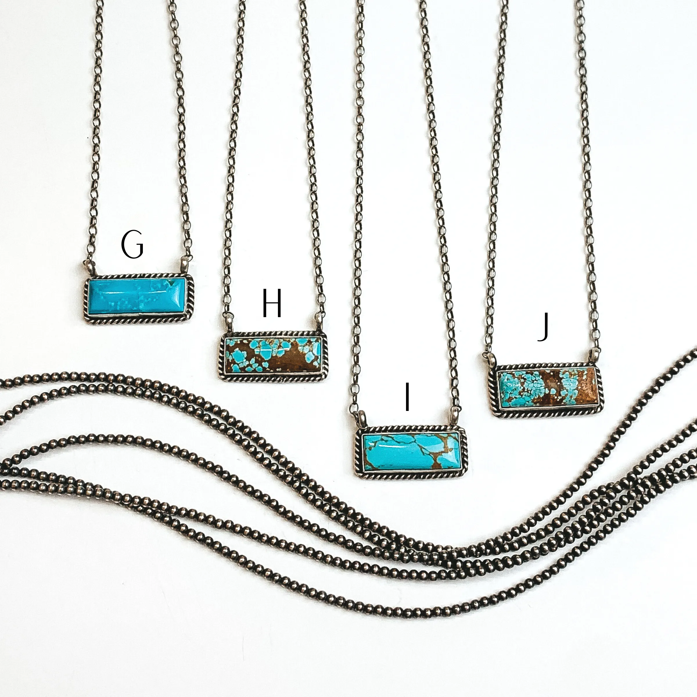 Augustine Largo | Navajo Handmade Sterling Silver Chain Necklace with Kingman Turquoise Bar