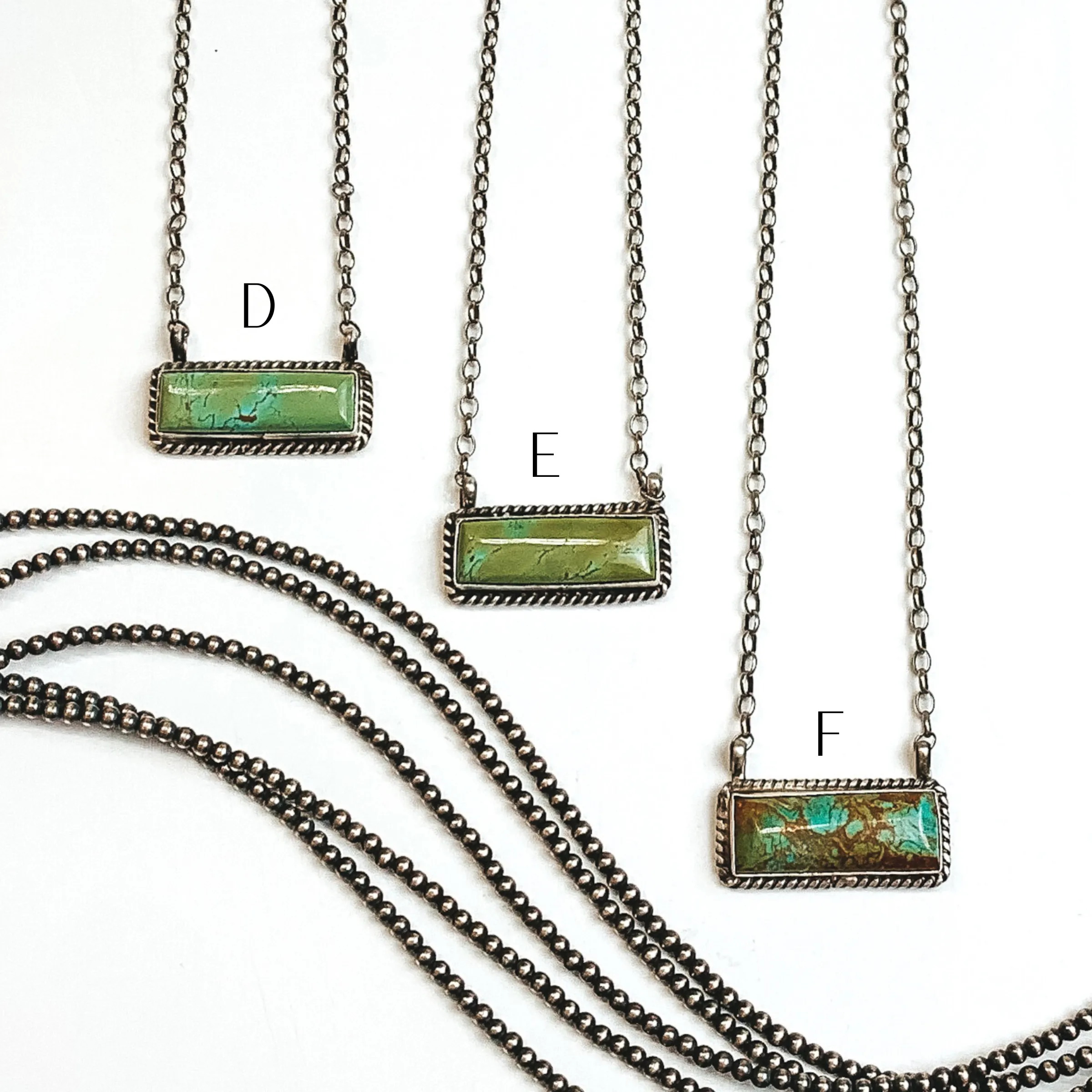 Augustine Largo | Navajo Handmade Sterling Silver Chain Necklace with Kingman Turquoise Bar