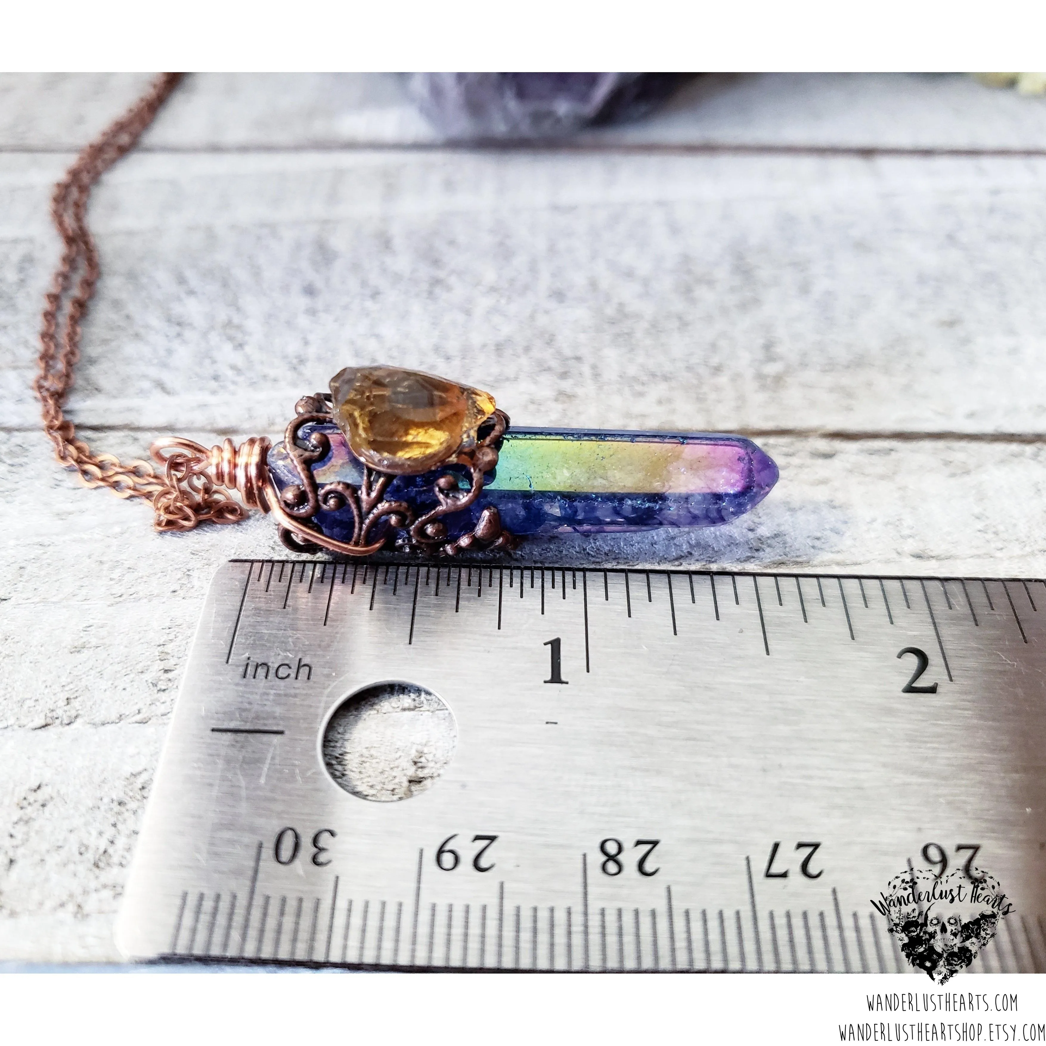 Aura quartz crystal necklace