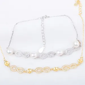 b010184 DIY 7-8mm Natural Freshwater pearl bracelet accessory 925 sterling silver adjustable chain bracelet for women