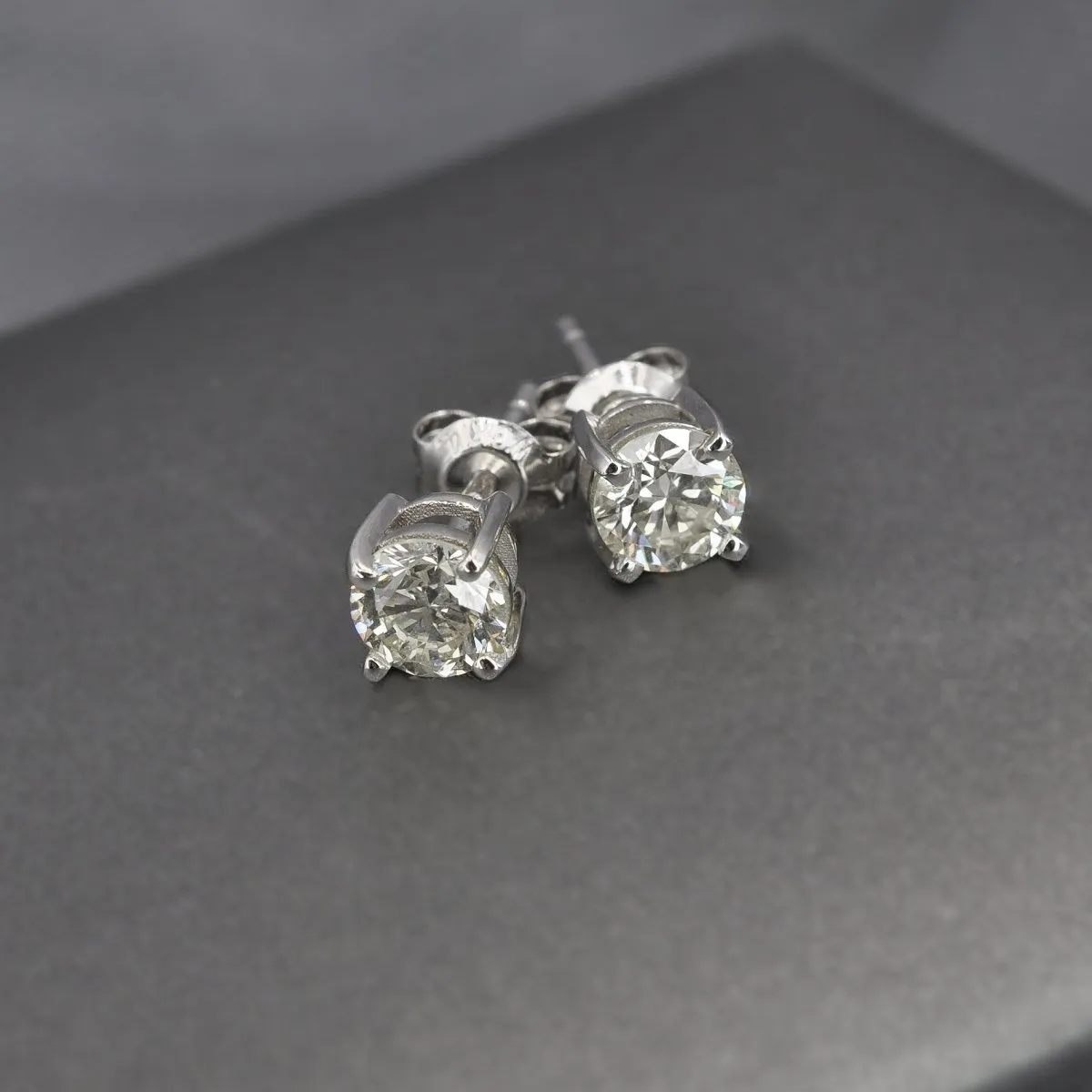 Bargain 0.50 CT Round Cut Diamond Stud Earrings in 14KT White Gold