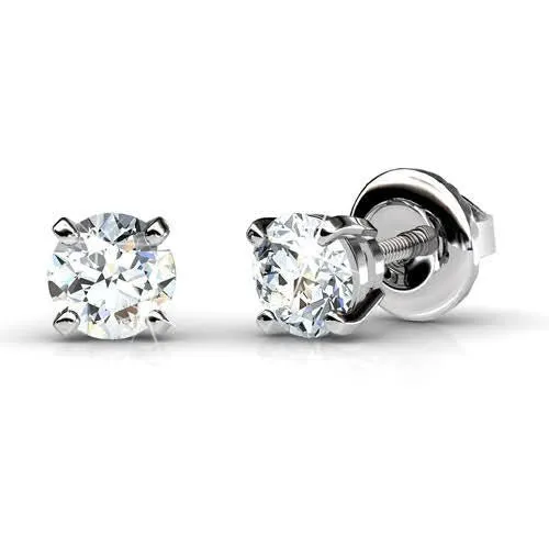 Bargain 0.50 CT Round Cut Diamond Stud Earrings in 14KT White Gold