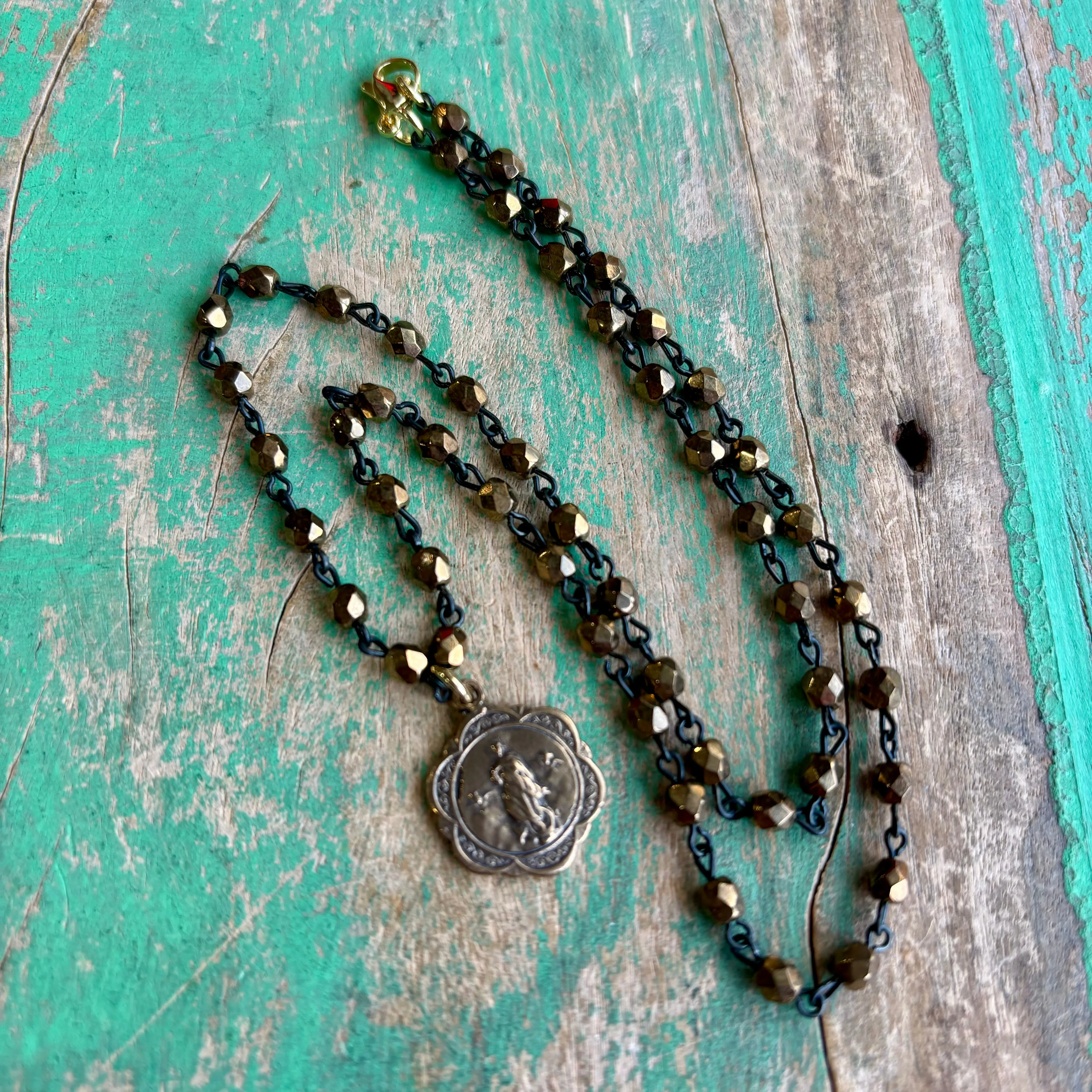 Beaded Faith Bronze Necklace