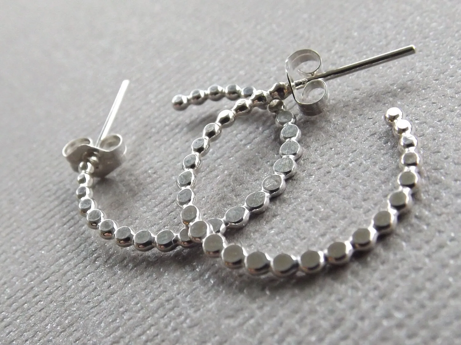 Beaded Hoop Earrings, Earrings, Sterling Earrings, Post Earrings, Hoop Earrings, Small Earrings, Minimalist Earrings, Post Earrings