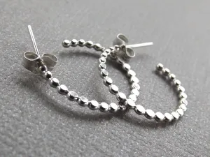 Beaded Hoop Earrings, Earrings, Sterling Earrings, Post Earrings, Hoop Earrings, Small Earrings, Minimalist Earrings, Post Earrings