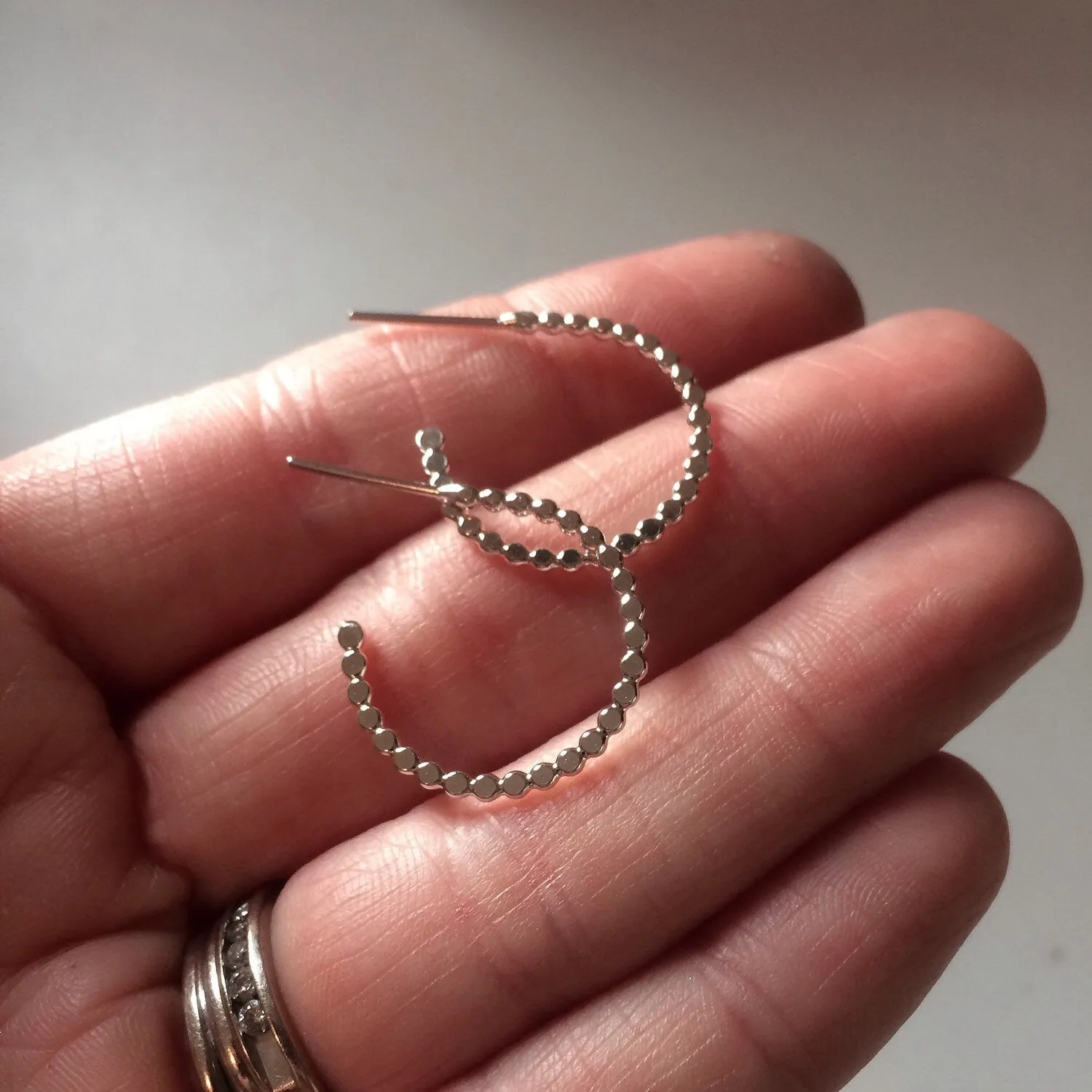 Beaded Hoop Earrings, Earrings, Sterling Earrings, Post Earrings, Hoop Earrings, Small Earrings, Minimalist Earrings, Post Earrings