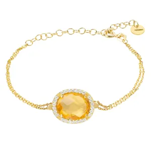 Beatrice Oval Gemstone Bracelet Gold Citrine Hydro