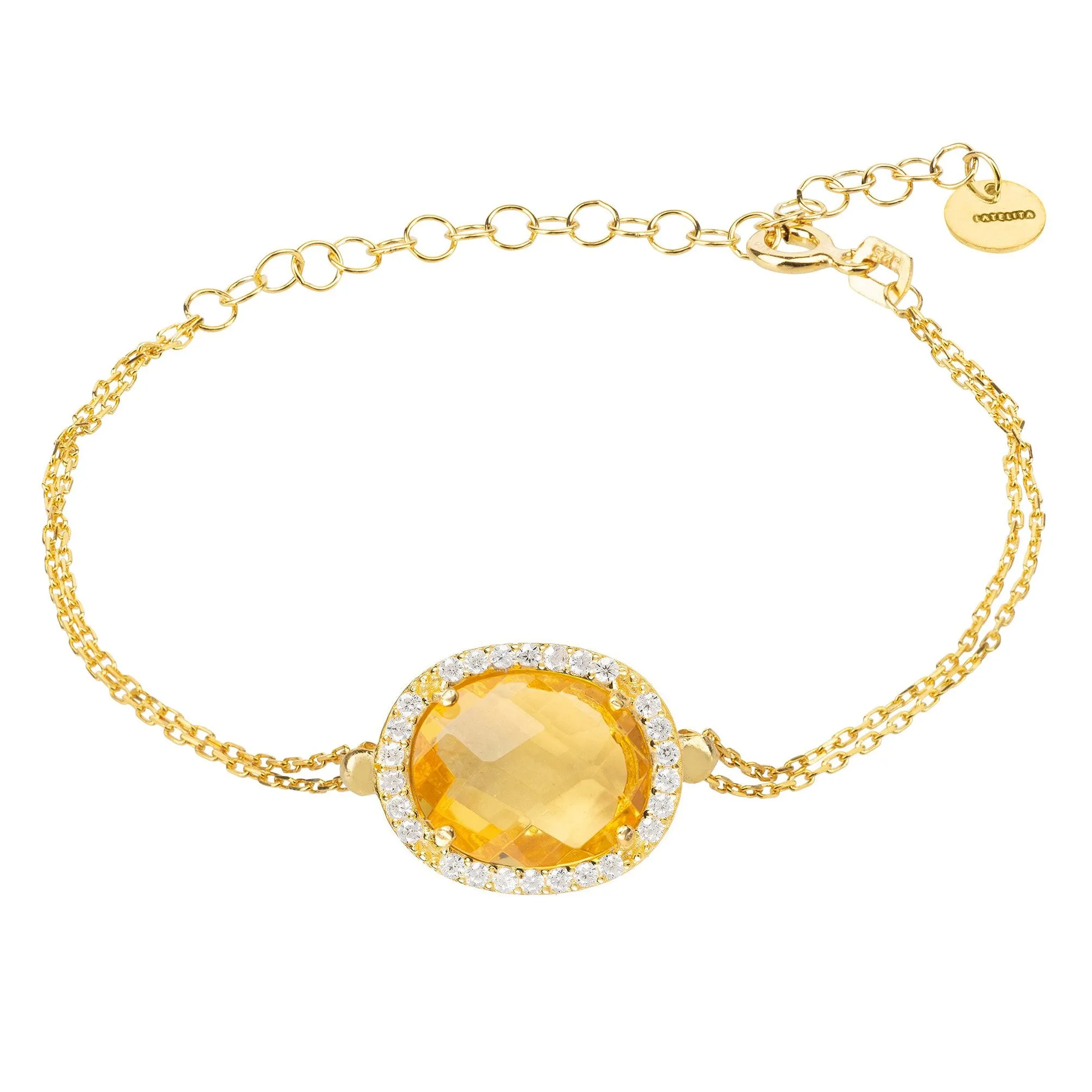 Beatrice Oval Gemstone Bracelet Gold Citrine Hydro