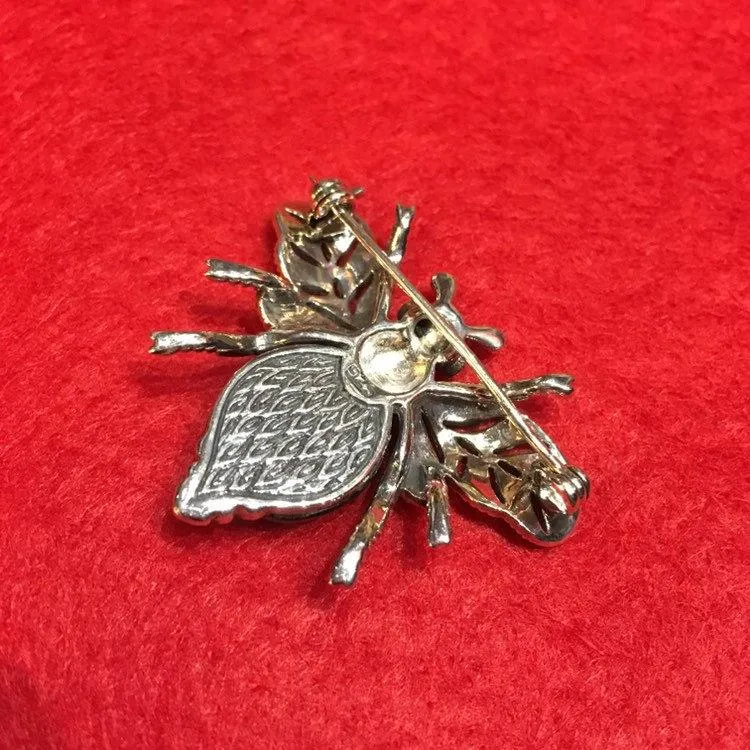 Bee Brooch Silver Marcasite Black Onyx