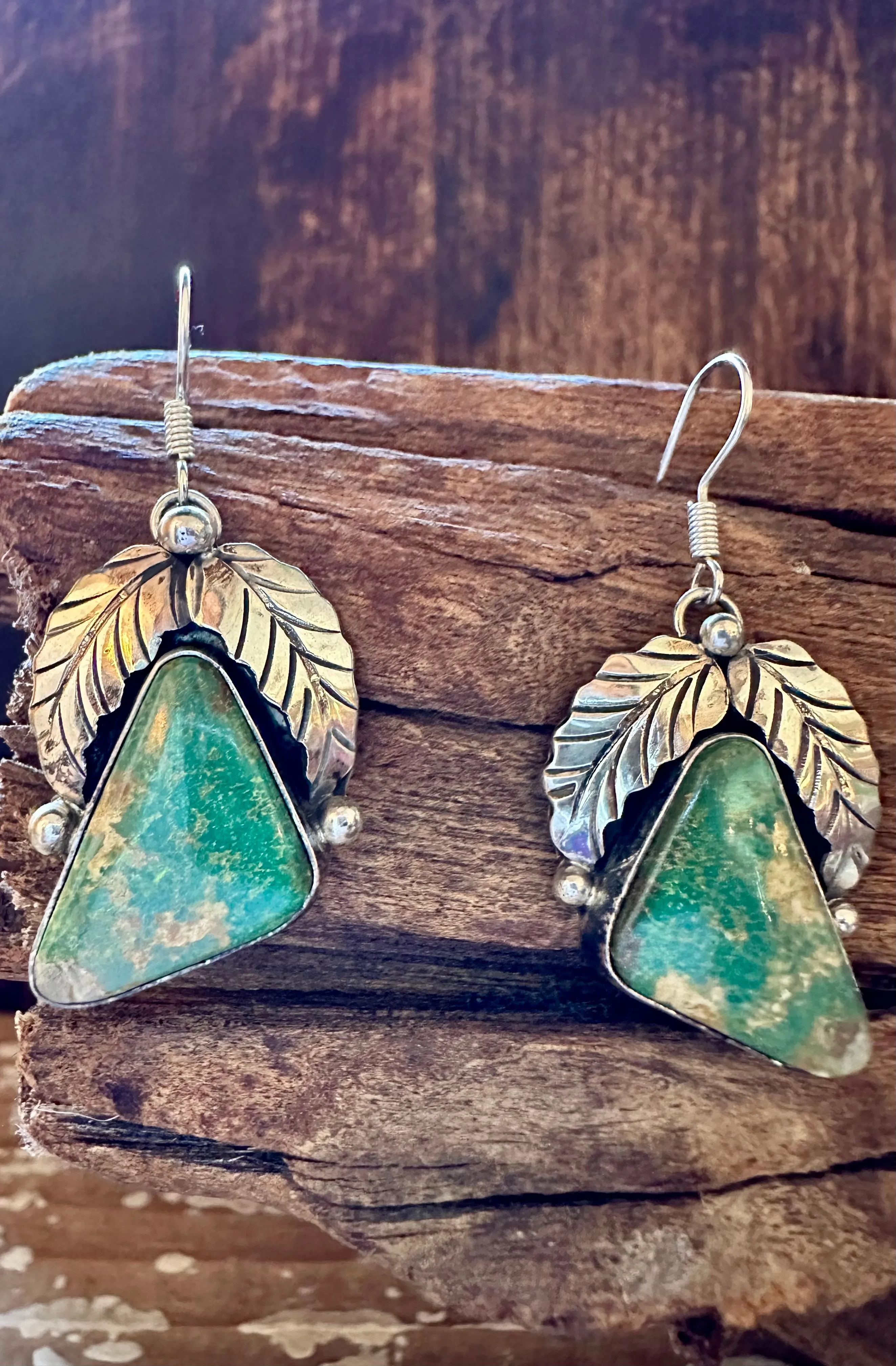 BETTA LEE FEATHERED Triangle Turquoise and Sterling Silver Earrings