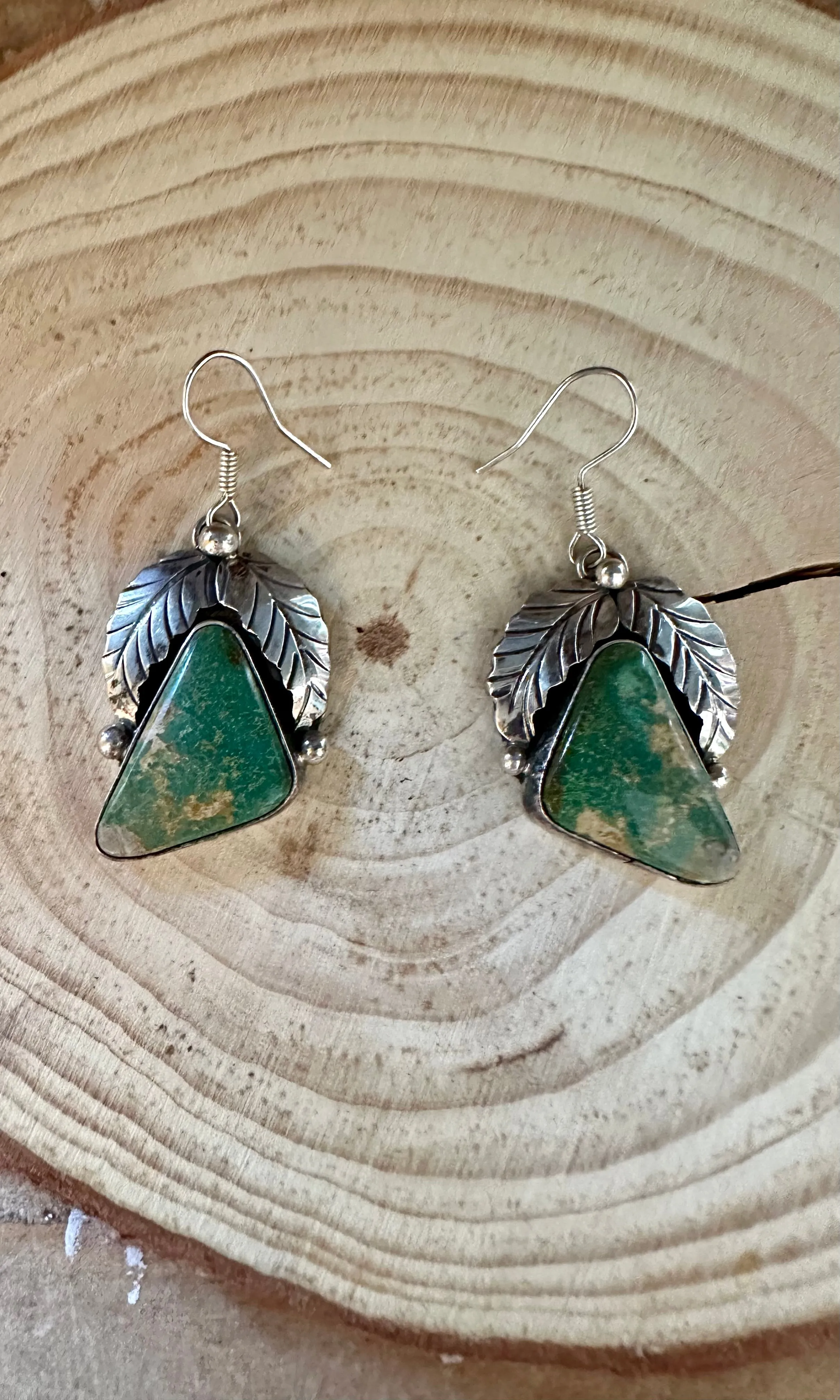 BETTA LEE FEATHERED Triangle Turquoise and Sterling Silver Earrings